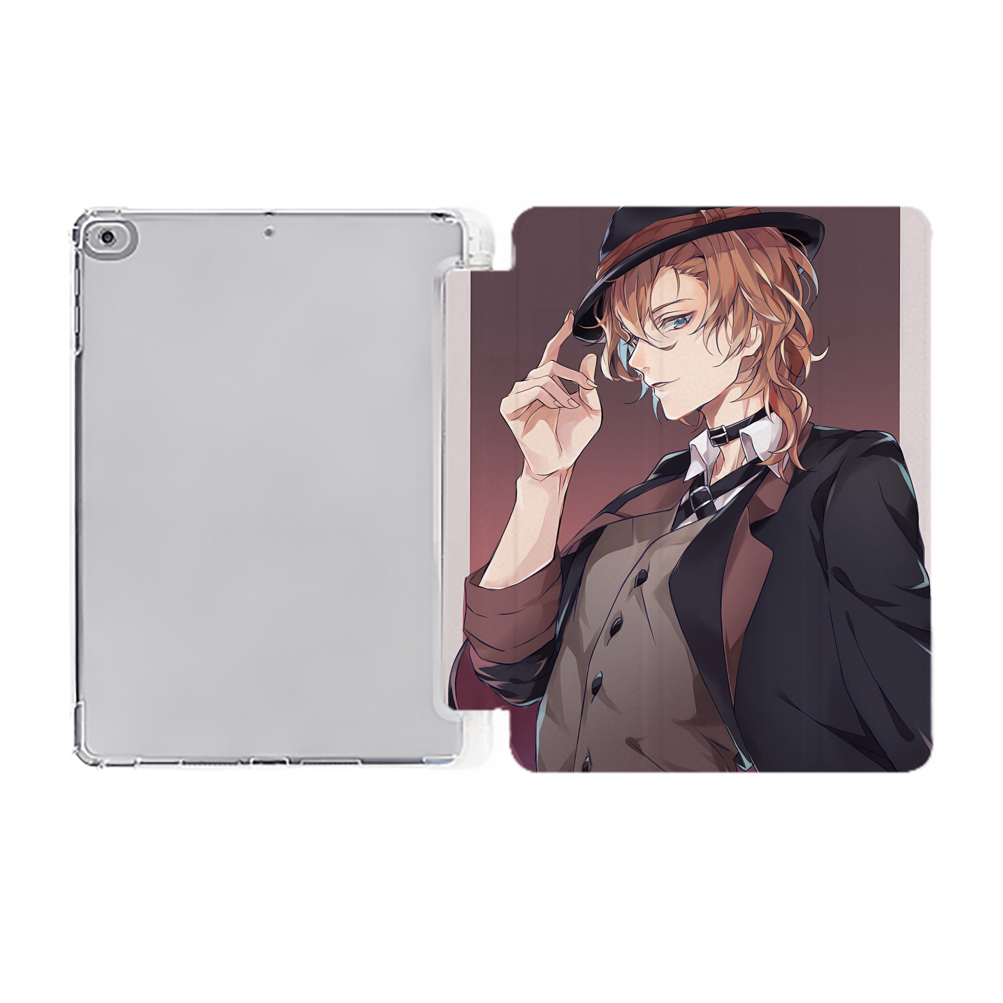 （画像用） 文豪ストレイドッグス Bungo Stray Dogs IPad ケース ペン収納付き 三つ折りスタンド PUレザー×シリコン 対応機種9.5/10.5/10.9インチ